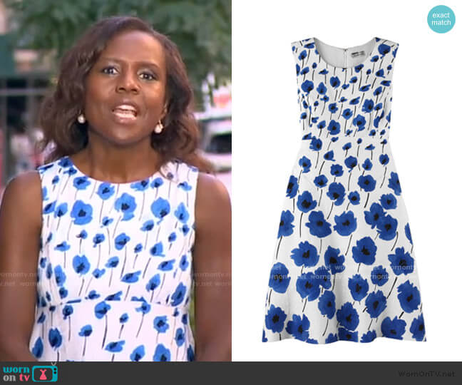 Poppy Print Dress by Oscar de la Renta worn by Deborah Roberts on Good Morning America