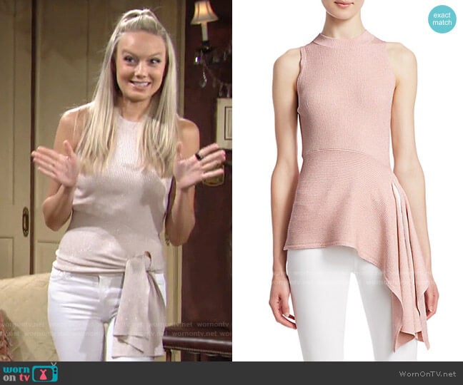 3.1 Phillip Lim Metallic Ribbed Knit Peplum Top worn by Abby Newman (Melissa Ordway) on The Young and the Restless