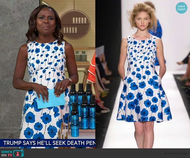 Poppy Print Dress by Oscar de la Renta worn by Deborah Roberts on Good Morning America