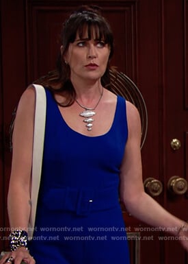 Quinn's blue belted jumpsuit on The Bold and the Beautiful