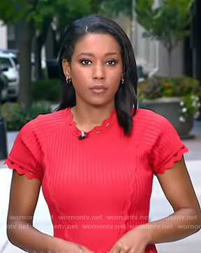 Rachel Scott's red ribbed dress on Good Morning America