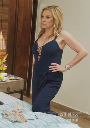 Ramona's blue lace up jumpsuit on The Real Housewives of New York City