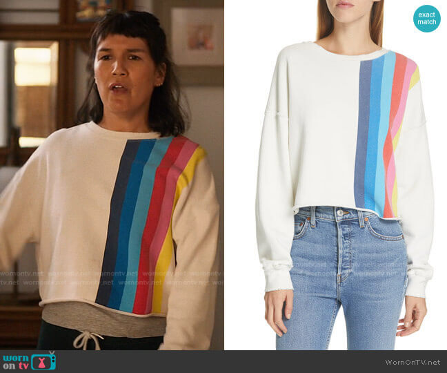 Re/Done Stripe Raw Sweatshirt worn by Katie (Zoe Chao) on The High Note