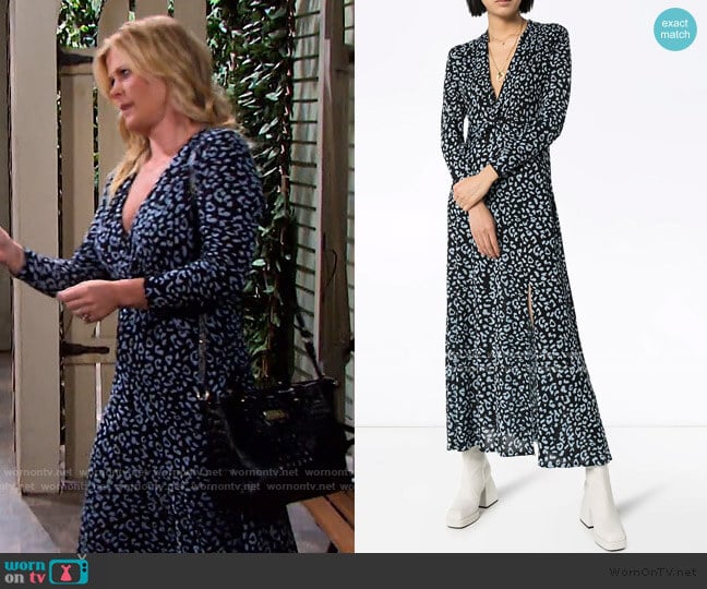 Anja Leopard Print Maxi Dress by Rixo worn by Sami Brady (Alison Sweeney) on Days of our Lives