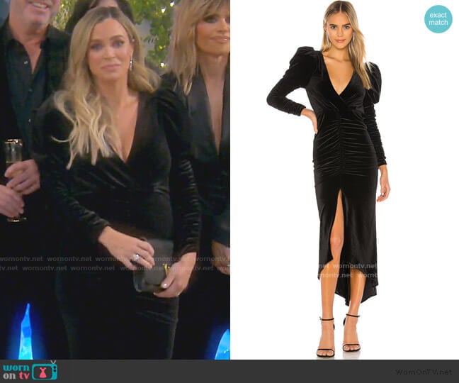 Alicia Velvet Dress by Ronny Kobo worn by Teddi Mellencamp Arroyave on The Real Housewives of Beverly Hills