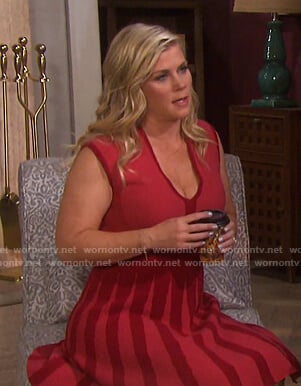 Sami’s red v-neck sleeveless dress on Days of our Lives