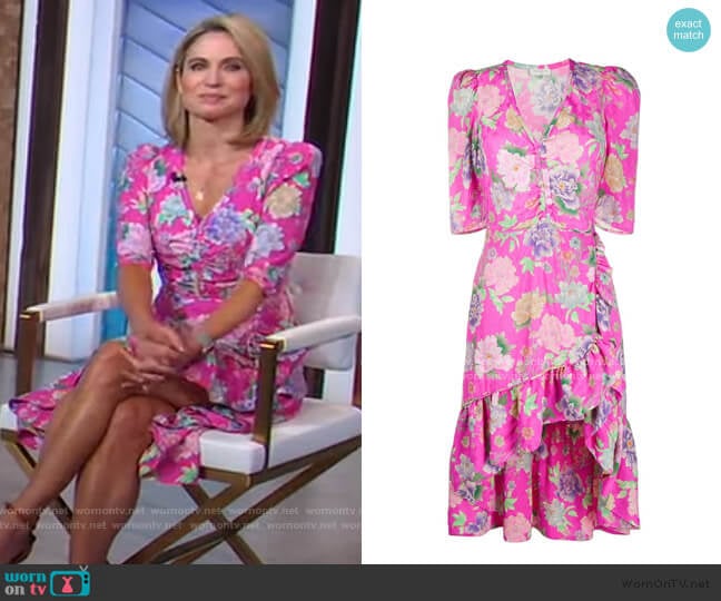 Leoni Floral Print Dress by Sandro worn by Amy Robach on Good Morning America