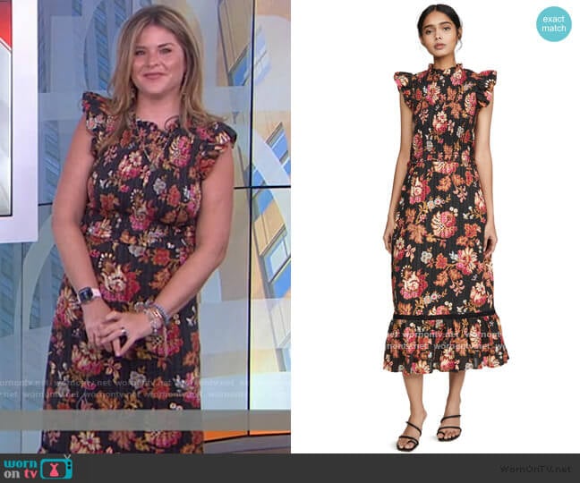 WornOnTV: Jenna’s black floral smocked dress on Today | Jenna Bush ...