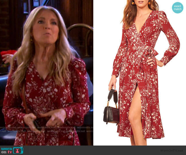 Susanna Wrap Midi Dress by Reformation worn by Jennifer Horton (Melissa Reeves) on Days of our Lives