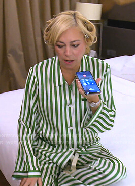 Sutton’s green striped pajamas on The Real Housewives of Beverly Hills