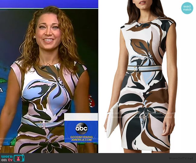 Liziiey Masquerade Print Bodycon Dress by Ted Baker worn by Ginger Zee on Good Morning America