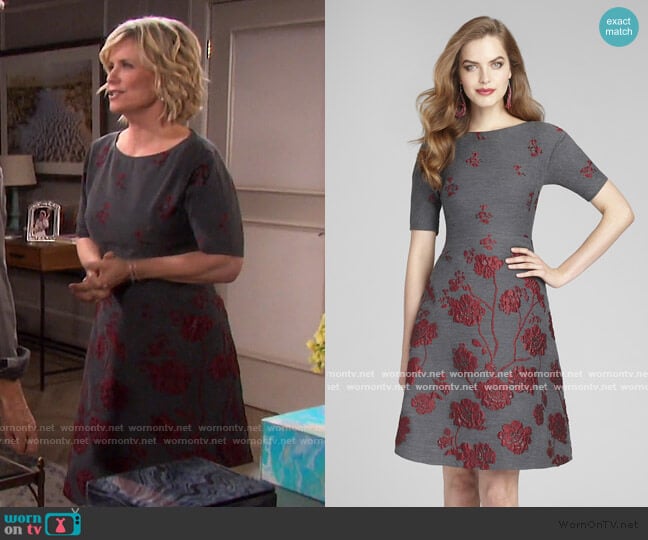 Fit & Flare Dress with Floral Appliques by Teri Jon by Rickie Freeman worn by Kayla Brady (Mary Beth Evans) on Days of our Lives