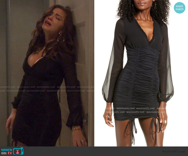 Magnolia Ruched Long Sleeve Minidress by Tiger Mist worn by Ciara Brady (Victoria Konefal) on Days of our Lives