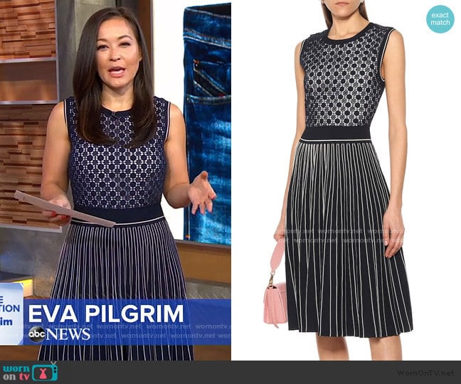 Cotton-blend Jacquard Midi Dress by Tory Burch worn by Eva Pilgrim on Good Morning America