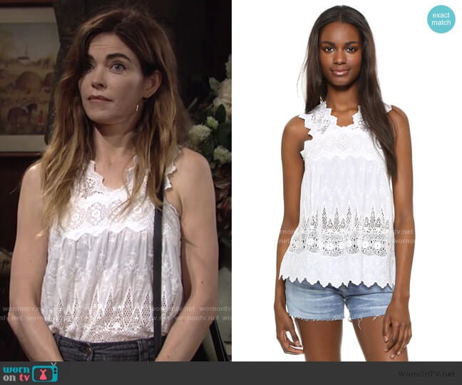 Birdie Blouse by Ulla Johnson worn by Victoria Newman (Amelia Heinle) on The Young and the Restless