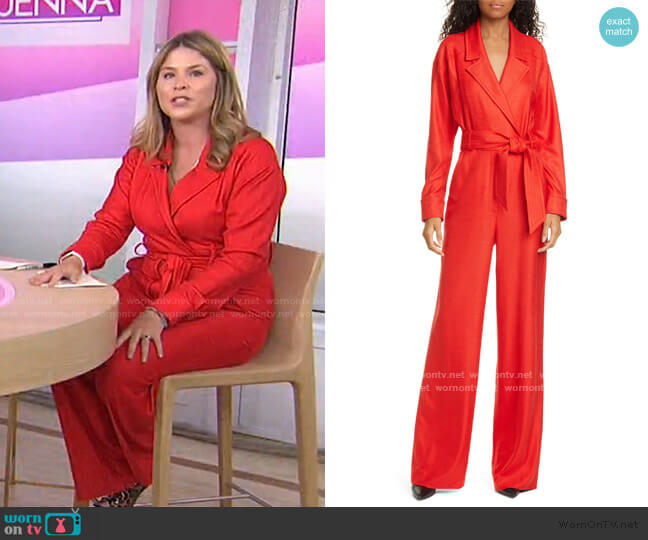 WornOnTV: Jenna’s red wrap jumpsuit on Today | Jenna Bush Hager ...