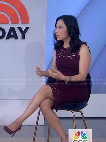 Vicky’s burgundy scalloped dress on Today