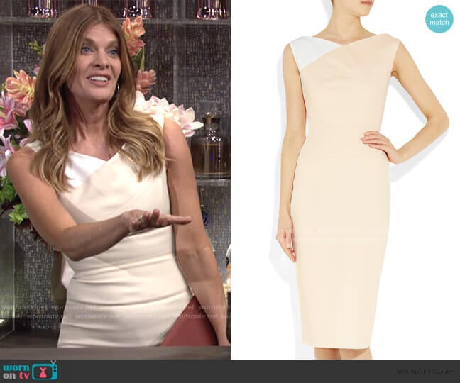 Contrast-Shoulder Stretch Cotton-Blend Dress by Victoria Beckham worn by Phyllis Summers (Michelle Stafford) on The Young and the Restless