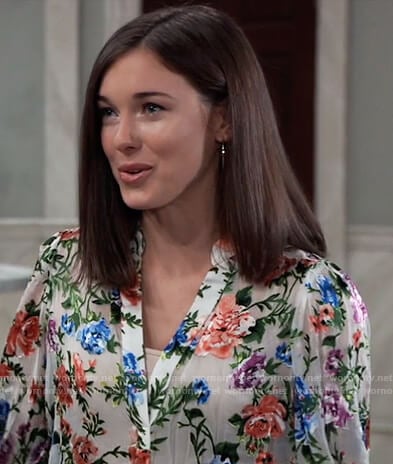 Willow’s white floral metallic blouse on General Hospital