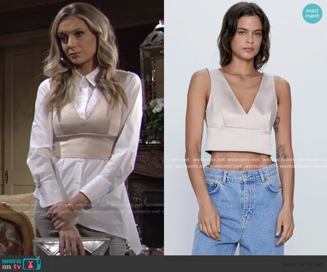 Satin Crop Top by Zara worn by Abby Newman (Melissa Ordway) on The Young and the Restless