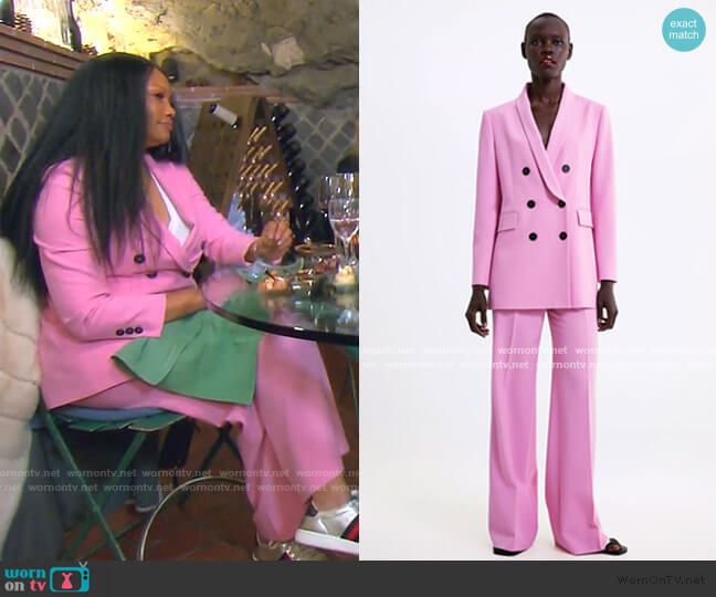 Double Breasted Blazer and Flared Pants by Zara worn by Garcelle Beauvais  on The Real Housewives of Beverly Hills