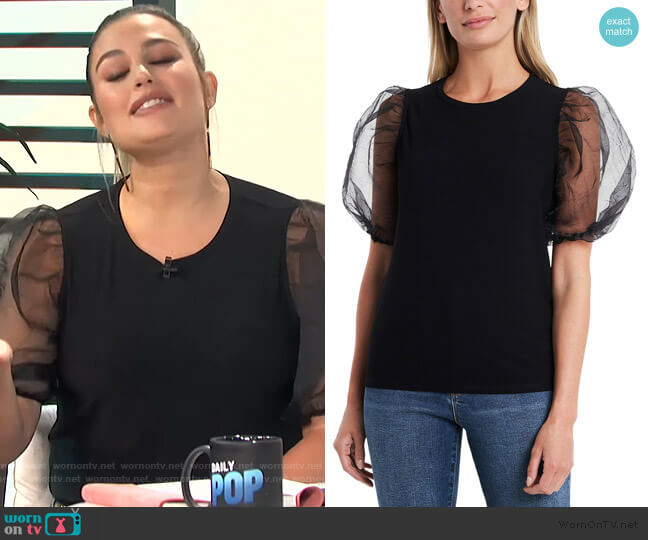 Organza Puff-Sleeve Top by 1. State worn by Carissa Loethen Culiner on E! News