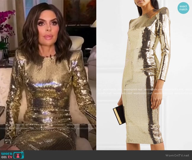 Williams sequined Crepe Midi Dress by Alex Perry worn by Lisa Rinna on The Real Housewives of Beverly Hills