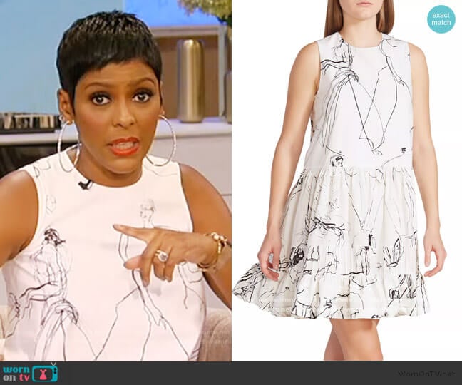 Faces Sleeveless Babydoll Mini Dress by Alexander McQueen worn by Tamron Hall on Tamron Hall Show