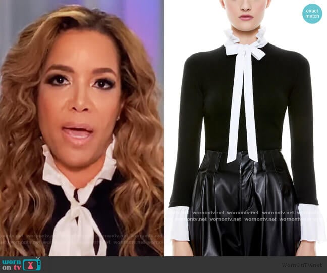 WornOnTV: Sunny’s contrast tie neck blouse on The View | Sunny Hostin ...