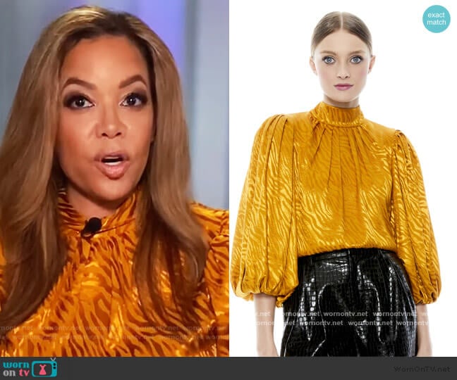 Jessica Puff Sleeve Blouse by Alice + Olivia worn by Sunny Hostin on The View