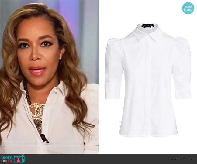 Willa Scrunched Puff Sleeve Top by Alice + Olivia worn by Sunny Hostin on The View