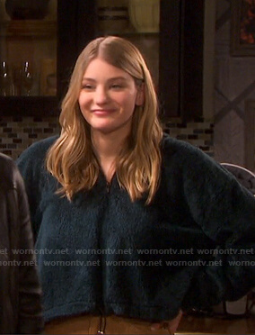 Allie's green shearling hoodie on Days of our Lives