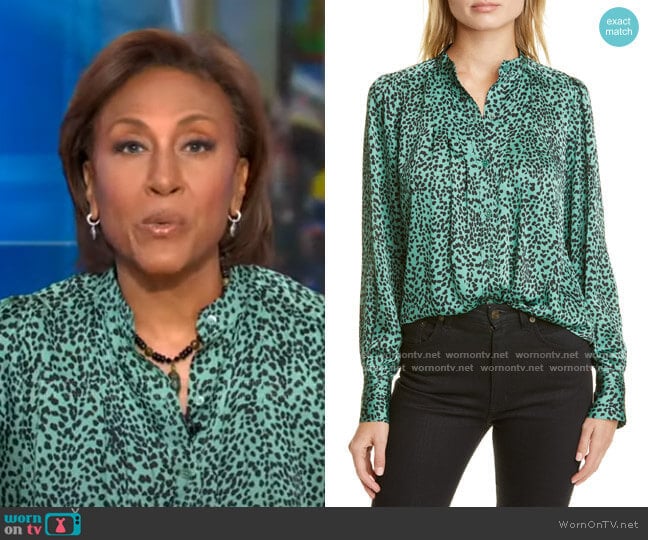 WornOnTV: Robin’s green leopard print blouse on Good Morning America ...