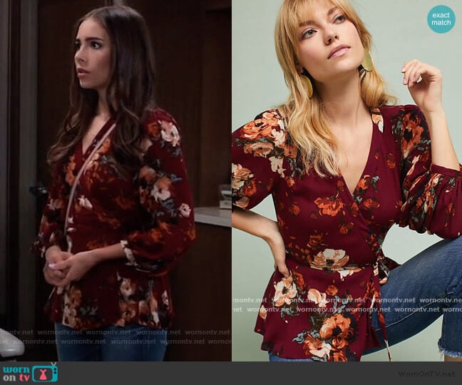 Anthropologie Gail Wrap Blouse worn by Molly Lansing-Davis (Haley Pullos) on General Hospital