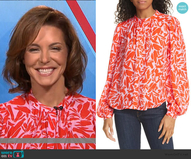 Ashlynn Graphic Silk Blend Blouse by Veronica Beard worn by Stephanie Ruhle on Today