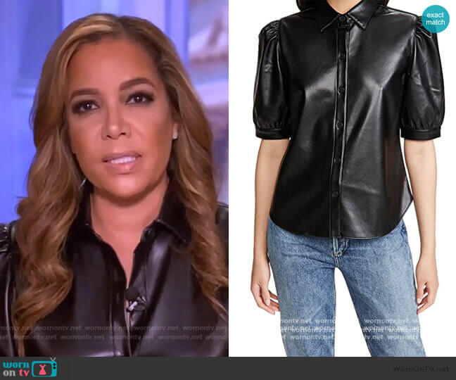 Vegan Leather Puff Sleeve Top by BB Dakota worn by Sunny Hostin on The View