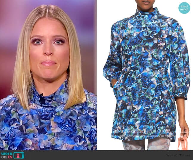 WornOnTV: Sara’s blue floral mock neck dress on The View | Sara Haines ...