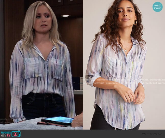 Hipster Blouse by Bella Dahl worn by Lulu Spencer Falconeri (Emme Rylan) on General Hospital