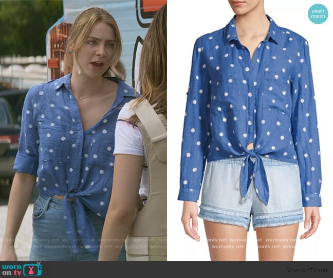 Tie-Front Linen & Cotton Shirt by Bella Dahl worn by Sterling Wesley (Maddie Phillips) on Teenage Bounty Hunters