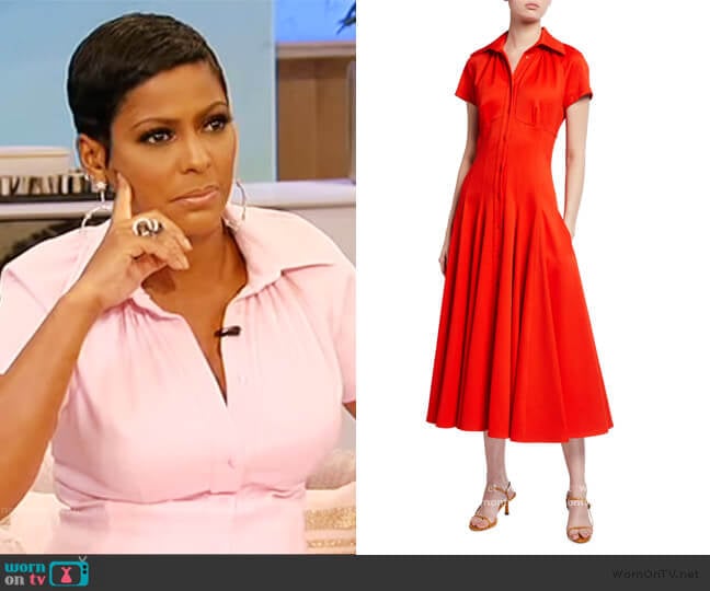 Stretch Pique Tea-Length Dress by Brandon Maxwell worn by Tamron Hall on Tamron Hall Show