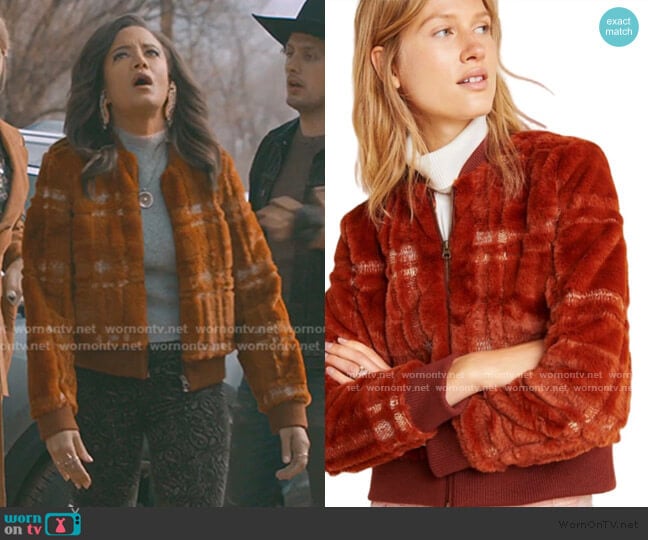 Plaid Teddy Bomber Jacket by Anthropologie worn by Maria DeLuca (Heather Hemmens) on Roswell New Mexico