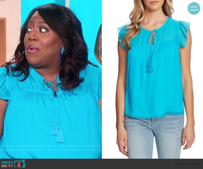 Floral Flutter Sleeve Top by Cece worn by Sheryl Underwood on The Talk