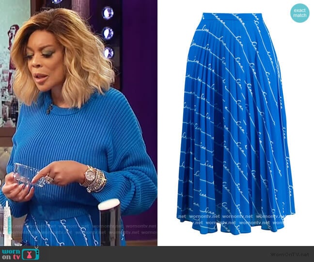 Monogram Print Skirt by Chinti and Parker worn by Wendy Williams on The Wendy Williams Show