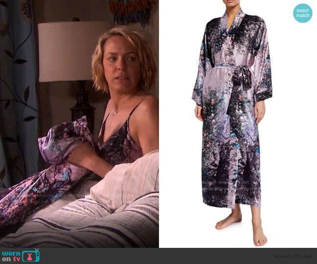 Mystique Floral-Print Silk Robe by Christine Lingerie worn by Nicole Walker (Arianne Zucker) on Days of our Lives