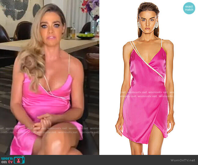 Crystal Chain Strap Wrap Mini Dress by David Koma worn by Denise Richards on The Real Housewives of Beverly Hills