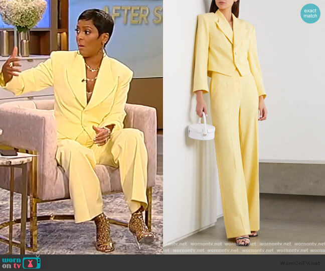 WornOnTV: Tamron’s yellow cropped blazer and pants on Tamron Hall Show ...