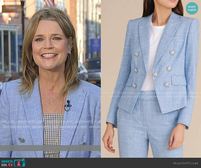 Diego Heathered Plaid Dickey Jacket by Veronica Beard worn by Savannah Guthrie on Today