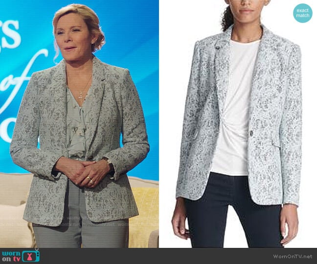 DKNY Bonded Lace One Button Blazer Jacket worn by Margaret Monreaux (Kim Cattrall) on Filthy Rich