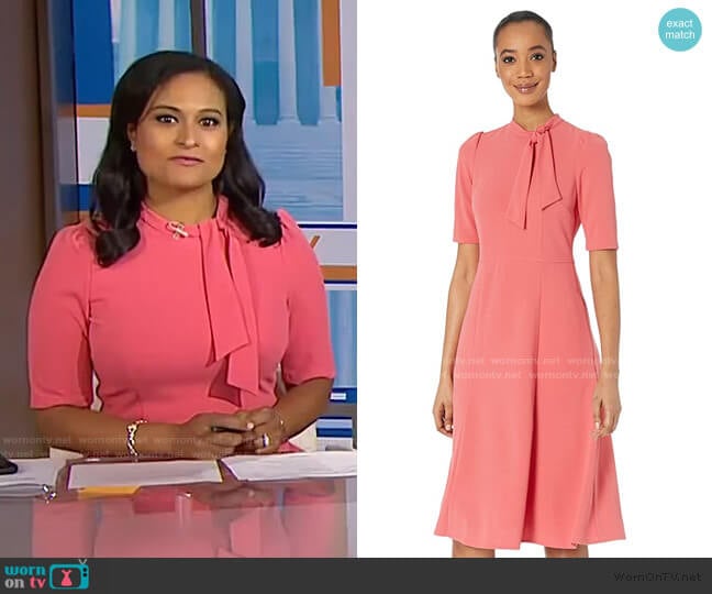 Tie Neck Fit and Flare Dress by Donna Morgan worn by Kristen Welker on Today