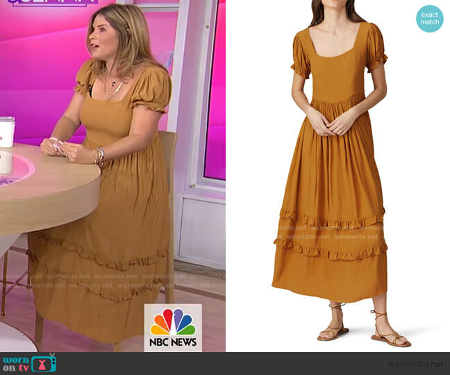 Eliza Ruffle Maxi Dress by The Odells worn by Jenna Bush Hager on Today